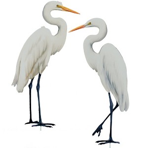Collections Etc Realistic Great Egret Birds Outdoor Garden Stakes - Set of 2 - 1 of 2