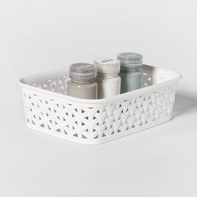 White Rectangular Y-Weave Mini Plastic Storage Basket