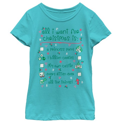 Girl's Lost Gods Christmas I Want All The Things T-shirt - Tahiti