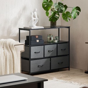 CAVINAS 5-Drawer Dresser,2-Column 3-Row Storage Cabinet with Extra Shelf,Metal Frame TV Stand Dresser for Bedroom or Entryway - 1 of 4