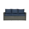 GlasFlength 5PCS Patio Seating Rattan Furniture Set Sectional Sofa Cushioned Garden, Tempered Glass Table, Blue, 67.5"*24.2"*29.7" - 3 of 4