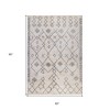 10' Gray And Ivory Geometric Shag Runner Rug - 3 of 4