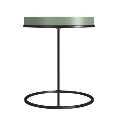 Sage Green Round Wood and Metal Accent Table