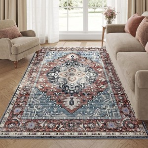 SONGMICS HOME Area Rug, Non-Slip Carpet, Traditional Vintage Style, Machine Washable Coffee Brown - 1 of 4