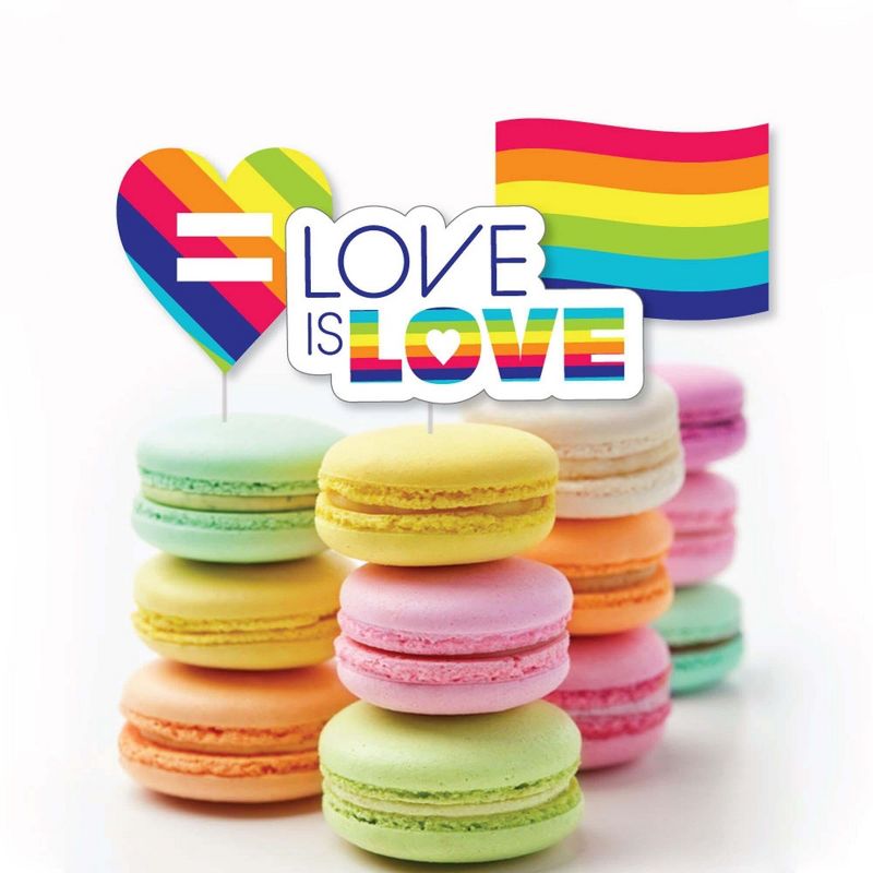 Big Dot of Happiness Love is Love - LGBTQIA+ Pride - Dessert Cupcake Toppers - Rainbow Party Clear Treat Picks - Set of 24, 4 of 7