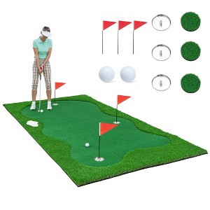 Costway 10 x 3.3/5 FT Golf Putting Green Professional Golf Training Mat with 2 Golf Balls - 1 of 4