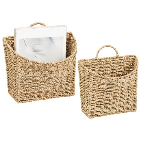 Farmlyn Creek 2 Pack Decorative Water Hyacinth Storage Baskets with 3  Compartments for Bathroom, Laundry Room, Nursery