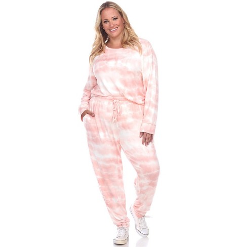 Women's Plus Size 2 Piece Lounge Set Pink 1X - White Mark