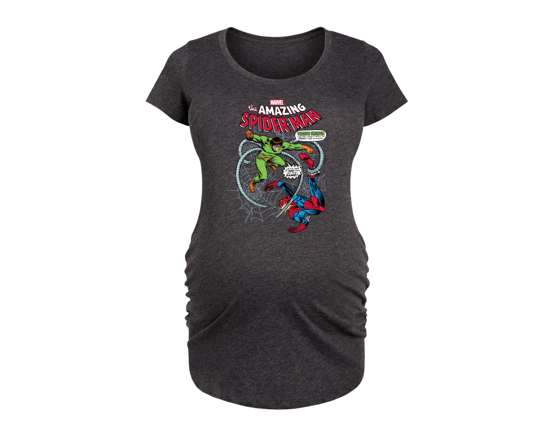 Women's Marvel Spider-man Fighting Doc Ock  - Heather Charcoal - 2 X-Large