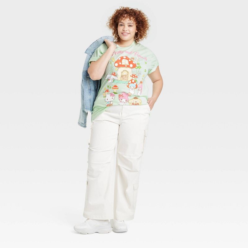 Women's Hello Kitty and Friends Mushroom Oversized Short Sleeve Graphic T-Shirt - Aqua Green, 3 of 4