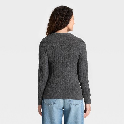 Women's Lace Stitch Crewneck Pullover Sweater - Universal Thread' - image 2