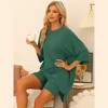 cheibear Women's Knit Loose Fit T-Shirt with Biker Shorts Lounge Sleepwear Pajama Sets - 2 of 4