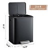 30L/8 Gal Trash Can, 2 x 4 Gal Stainless Steel Doul Trash Can with Recycling Bin, Soft-Close Lid, Step-On Garbage Bin - 2 of 4