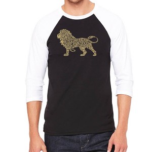 LA Pop Art Men's Raglan Baseball Word Art T-shirt - Lion - 1 of 4