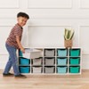 ECR4Kids Streamline 15 Cubby Tray Cabinet with 15 Scoop Front Storage Bins, 3x5, White Wash - 4 of 4