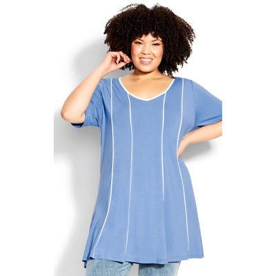 AVENUE | Women's Plus Size Swing Panel Tunic - sky blue - 16W