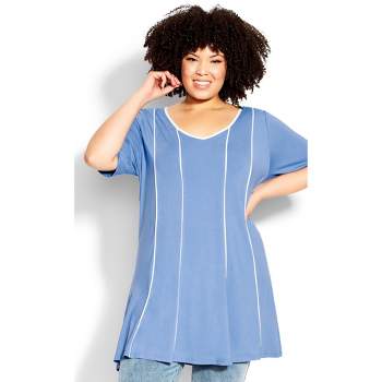 Women's Plus Size Swing Panel Tunic - sky blue | AVENUE