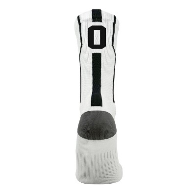 Mk Socks Player ID Jersey Number SINGLE Crew Sock - White, Black