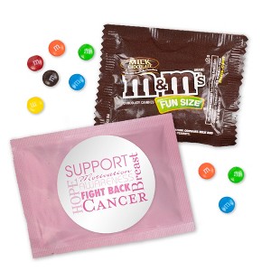 24 Pcs Breast Cancer Awareness M&M's Candy Favor Packs by Just Candy - Milk Chocolate - Word Cloud - 1 of 2