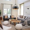 LLHZSY Modern Industrial Drum Pendant Chandelier Light with Black Finish - W22" - 2 of 4
