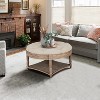 VYNXARIA Large Round Waterproof Ottoman Coffee Table: 2-Tier Button-Tufted Design with Wooden Shelf Storage£¬Khaki - 3 of 4