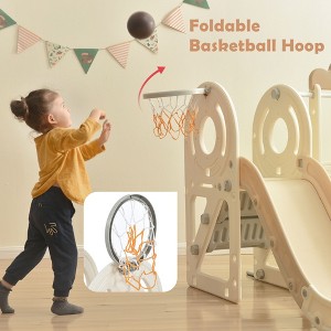 Children's Swing Set with Bus Play Structure Independent Climbing Slide Set, Comes with Basketball Hoop, Suitable for Boys and Girls Gifts - 1 of 4