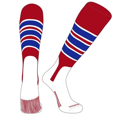PEAR SOX OTC Baseball Softball Stirrup Socks (C, 7in) Red, White, Royal