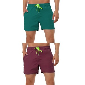 Lars Amadeus Men's Summer Beach Solid Bathing Suit Drawstring Waist Swim Shorts 2 Packs - 1 of 4