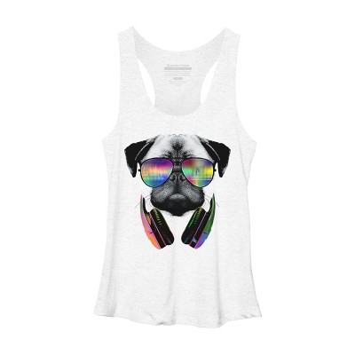 Women's Design By Humans Rainbow Beat DJ Pug By clingcling Racerback Tank Top