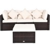 Tangkula 4PCS Patio Rattan Wicker Sectional Sofa Set Conversation Furniture Set w Cushion - 3 of 4