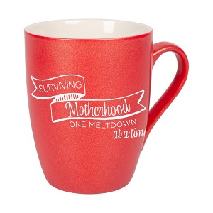 Elanze Designs Surviving Motherhood One Meltdown At A Time Crimson Red 10 ounce New Bone China Coffee Cup Mug - 1 of 4