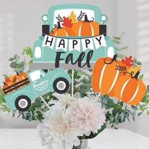 Big Dot of Happiness Happy Fall Truck - Harvest Pumpkin Party Centerpiece Sticks - Table Toppers - Set of 15 - 1 of 4