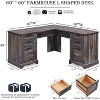 SinCiDo Farmhouse 60" L Shaped Corner Desk, Wooden Executive Office Desk w/ Charging Station, File Drawer & Storage Cabinet - 2 of 4