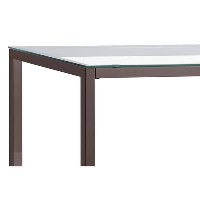 Contemporary Silver Metal & Glass Sofa Table with Storage Shelves