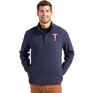 Minnesota Twins Cutter & Buck Hunts Point Eco Textured Fleece Recycled Mens Snap Pullover - 1 of 1