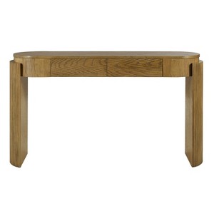Luxystar Console Table with Natural Wood Grain Finish, Oval Top and 2 Drawers for Entryway and Living Room, Pine Wood - 1 of 4