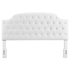 Lyric Button Tufted Faux Leather Headboard (Full-Queen) - White - Dorel Living