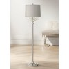 360 Lighting Modern Floor Lamp 62.5" Tall Satin Steel Chrome Crystal Chandelier Platinum Gray Silk Drum Shade for Living Room Reading Bedroom - 2 of 4