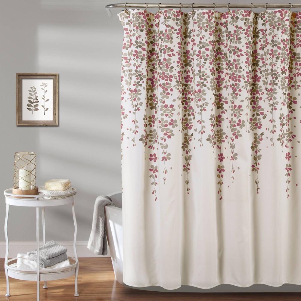 Weeping Flower Shower Curtain Purple - Lush Décor: Botanical Design, Microfiber, Machine Washable