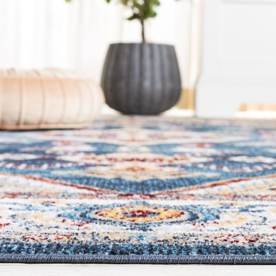 Bayside Brilliance Blue Square Synthetic Easy-Care Area Rug, 6'7" x 6'7"
