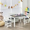 Infans 4 PCS Kids Wooden Activity Table & Chairs Set w/ Storage Bench Study Desk Grey - 3 of 4