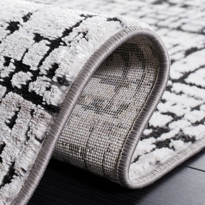 Amelia Grey and Charcoal Abstract Hand-Knotted Square Rug