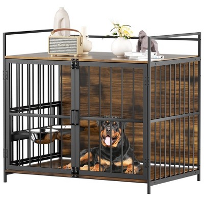 LOVMOR Dog Crate Furniture-Style Cages for Small Dogs Indoor Heavy Duty Super Sturdy Dog Kennels with 2 Stainless Steel Bowls