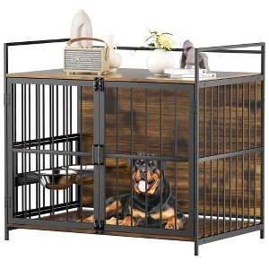LOVMOR Dog Crate Furniture-Style Cages for Small Dogs Indoor Heavy Duty Super Sturdy Dog Kennels with 2 Stainless Steel Bowls - 1 of 4