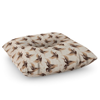 Iveta Abolina Terracotta Cranes Cream Square Floor Pillow - Deny Desings