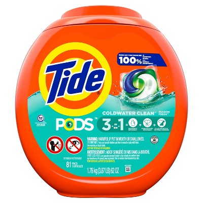 Tide Pods Seaside Fresh Scent Liquid Laundry Detergent Pacs - 63oz/81ct