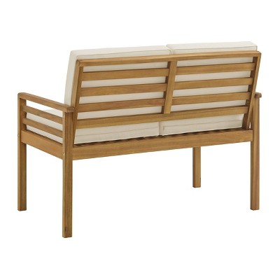 Okemo 2-Piece Acacia Wood Outdoor Patio Set with Cream Cushions