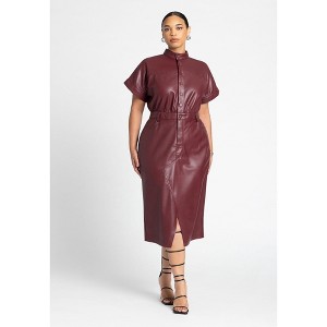 ELOQUII Women's Plus Size Faux Leather Midi Dress - 1 of 4