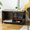 PawHut Cat Kennel, Wood & Steel End Table Style with Cushion & Sliding Doors, Pet Kitten Crate, Elevated Indoor Small Animal Cage, Rustic Brown - 2 of 4