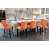 Kumasinova Velvet Stools Set of 2,Button Tufted Upholstered Chairs with Solid Wood Legs,Chrome Nailhead Trim,Chairs for Kitchen Island,Dining Room - 2 of 4